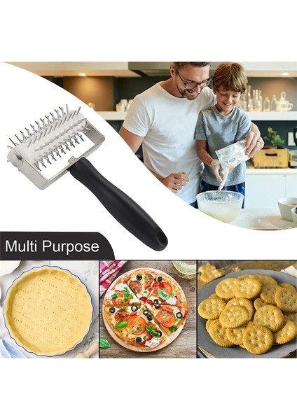 Pizza Hamuru Silindiri Paslanmaz Çelik, Pizza Iğne Delici Hamur Delme Makinesi Plastik Saplı, Yerleştirme Aleti (Yurt Dışından) indirimleri
