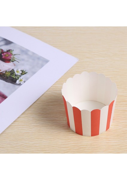 50X Cupcake Ambalaj Kağıdı Kek Kabı Pişirme Kapları Muffin Mutfak Pişirme Kırmızı Çizgiler (Yurt Dışından) fırsatları
