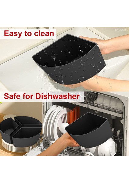 Yavaş Pişirici Kaplamaları, 3'ü 1 Arada Silikon Yavaş Pişirici Bölücü, 6qt Oval ve Yuvarlak Tencere Bölücüsüne Uygun (Siyah) (Yurt Dışından) indirimleri