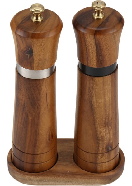Tuz ve Karabiber Öğütücü Seti, Ahşap Tuz ve Karabiber Değirmeni Çalkalayıcı Kolay Ayarlanabilir Seramik Kalınlık Büyük Yeniden Doldurulabilir (Yurt Dışından)