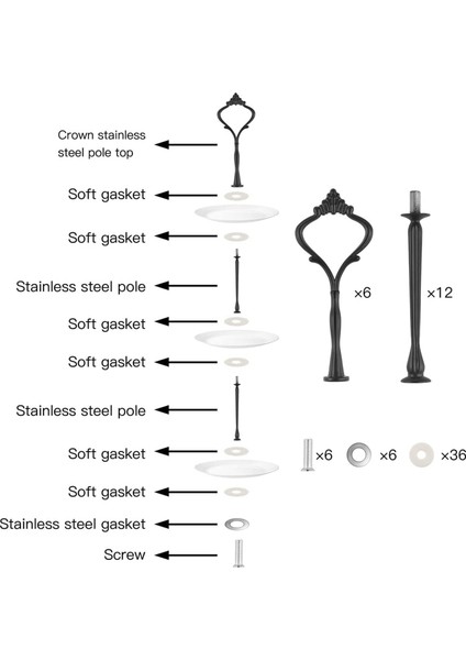 Set Pasta Standı Donanım Kiti Katmanlı Tepsi Donanım Parçaları Pasta Standı Için, 3 Katmanlı Pasta Standı Bağlantı Parçaları Donanım Tutucu (Yurt Dışından) fiyatları