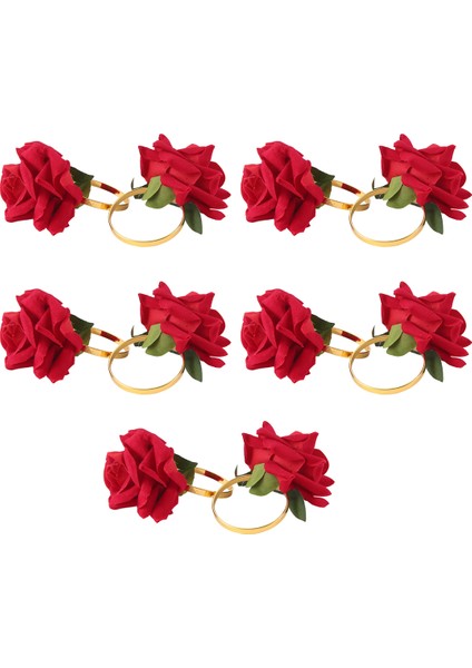 10 Adet Kırmızı Gül Şeklinde Havlu Tokalı Peçete Halkası Düğün Partisi Sevgililer Günü Otel Masa Dekoru Peçetelik (Yurt Dışından) fiyatları