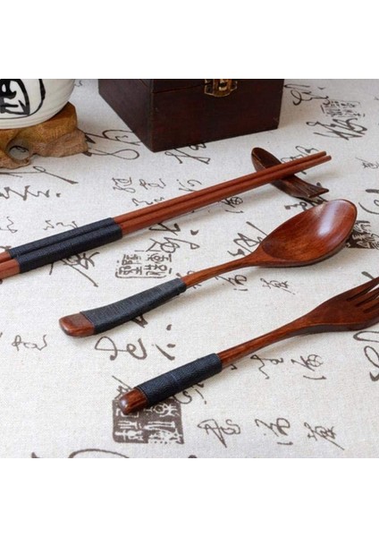 2'li Ahşap Yemek Takımı Sofra Takımı Çatal Bıçak Takımı Seyahat Gereçleri Bağlanmış Halat Yeniden Kullanılabilir Yemek Takımı, Ahşap Çatal Kaşık Yemek Çubukları (Yurt Dışından) modelleri