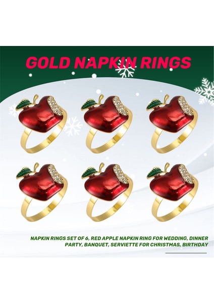 6'lı Peçete Halkası Seti, Düğün, Akşam Yemeği Partisi, Ziyafet, Noel ve Doğum Günü Için Kırmızı Elma Peçete Halkası (Yurt Dışından) fırsatları