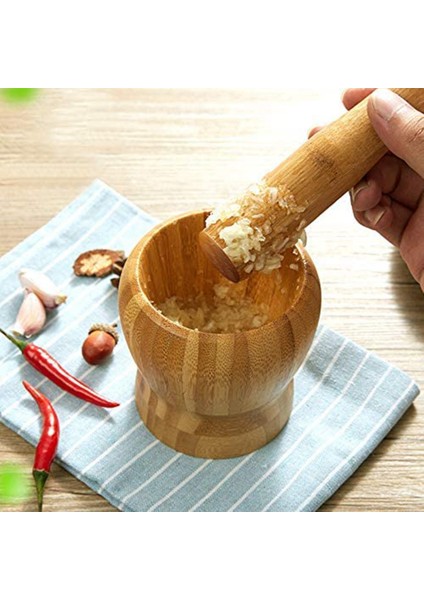 Çok Işlevli Bambu Sarımsak Kavanozu, Sarımsak Presi Zencefil Baharat Öğütme Seti Ot Baharat Ezici Mutfak Aleti (Yurt Dışından) modelleri