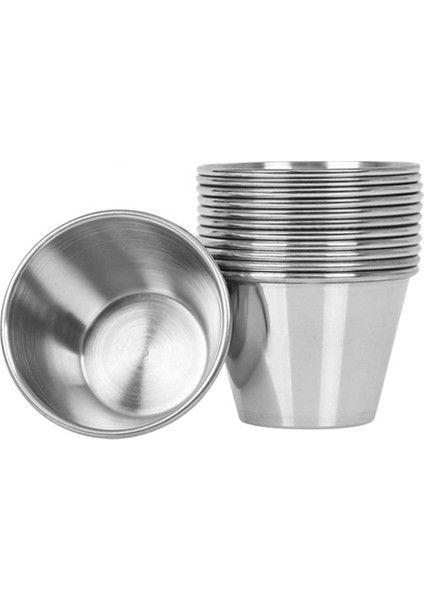 Paket 10'lu - Premium Fırçalanmış Paslanmaz Çelik Sos Kapları, Baharat Kapları, Sıvı Soslar, Kaseler - 2,5 Oz 70 ml (Yurt Dışından)