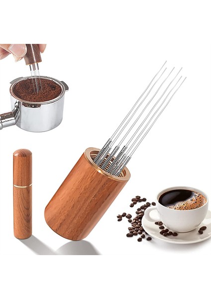 Espresso Kahve Karıştırıcısı, Doğal Ahşap Saplı 8 Iğneli Espresso Karıştırıcı, Espresso Aksesuarları Kahve Karıştırıcısı, A (Yurt Dışından) fırsatları