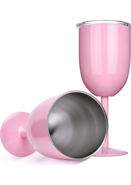 Yetişkinler Için 2 Adet Yalıtımlı Pembe Şarap Kadehleri Çift Duvarlı Gıda Sınıfı Paslanmaz Çelik Seyahat Şarap Bardağı Sızdırmaz Kapaklı (Yurt Dışından) fırsatları