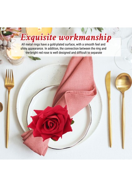 10 Adet Kırmızı Gül Şeklinde Havlu Tokalı Peçete Halkası Düğün Partisi Sevgililer Günü Otel Masa Dekoru Peçetelik (Yurt Dışından) fırsatları
