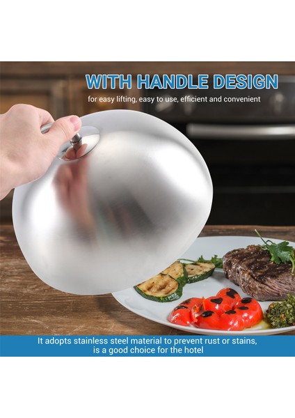 Adet 24 cm Paslanmaz Çelik Biftek Kapağı Teppanyaki Kubbeli Yemek Kapağı Ev Yuvarlak Yağ Geçirmez Yemek Kapağı Mutfak Pişirme (Yurt Dışından) fırsatları