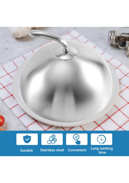 Adet 24 cm Paslanmaz Çelik Biftek Kapağı Teppanyaki Kubbeli Yemek Kapağı Ev Yuvarlak Yağ Geçirmez Yemek Kapağı Mutfak Pişirme (Yurt Dışından) indirimleri
