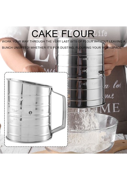 Bardaklık Paslanmaz Çelik Un Eleği - Ince Gözlü Döner El Kranklı Un Eleği ve Kek Pişirmek Için Karıştırıcı Tel Döngüsü (Yurt Dışından) fırsatları