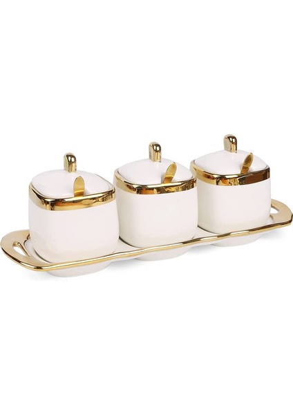 Adet Seramik Sosluk, Porselen Şekerlik, Dekoratif Altın Tuzluk, Biberlik, Mutfak Baharat Kavanozları (Yurt Dışından)