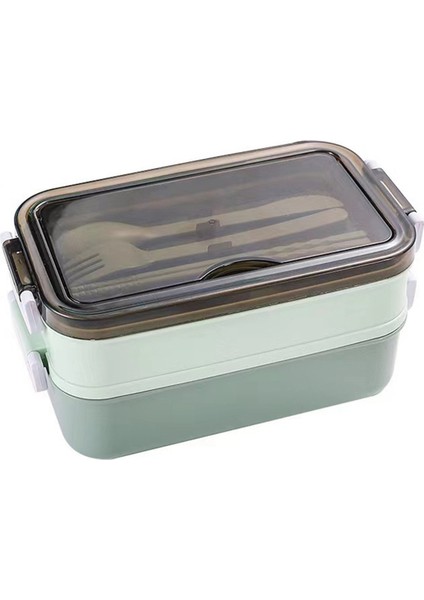 Katmanlı Öğle Yemeği Kutusu Mikrodalgada Pişirilebilir Öğle Yemeği Kutusu Gıda Saklama Kutusu Bento Kutusu Öğrenciler Çocuklar Ofis Çalışanları Yeşil (Yurt Dışından)