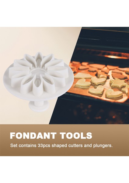33 Parça Fondan Kek Kurabiye Piston Kesici Şeker El Sanatları Çiçek Yaprak Kelebek Kalp Şeklinde Dekorasyon Kalıbı Kendin Yap Aletleri (Yurt Dışından) indirimleri