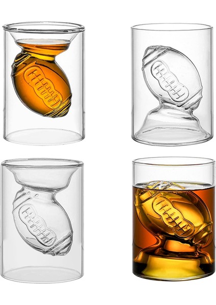 Içerisinde 3D Kabartma Futbol Topu Şekli Bulunan 4 Parçalı Ters Çevrilebilir Futbol Shot Bardağı (Yurt Dışından)