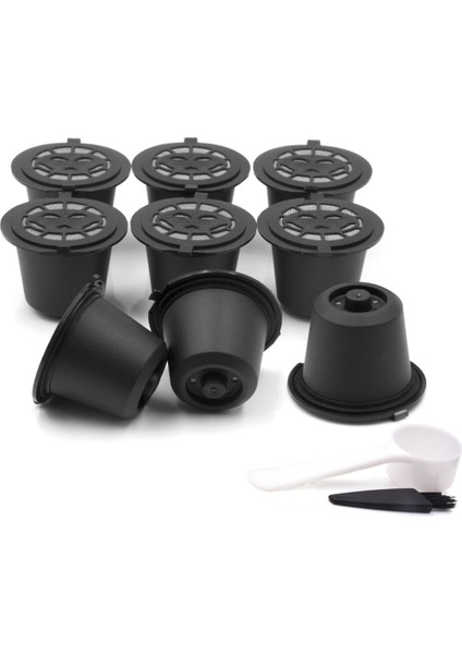 Nespresso Kahve Makinesi Için Uygun Paslanmaz Çelik Kahve Kapsül Kabuğu Yeniden Kullanılabilir Dolum Kahve Tozu, 9 Adet, Siyah (Yurt Dışından)