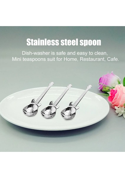 Gitar Kahve Kaşıkları 6'lı Paket Yaratıcı Sevimli Kaşıklar Paslanmaz Çelik Çay Kaşıkları Karıştırma Kaşığı Gitar Şeklinde (Gümüş) (Yurt Dışından) indirimleri