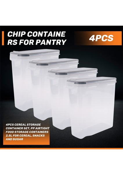 Parça Tahıl Saklama Kabı Seti, Pp Hava Geçirmez Gıda Saklama Kapları 2,5 L Tahıl, Atıştırmalıklar ve Şeker Için (Yurt Dışından) fırsatları