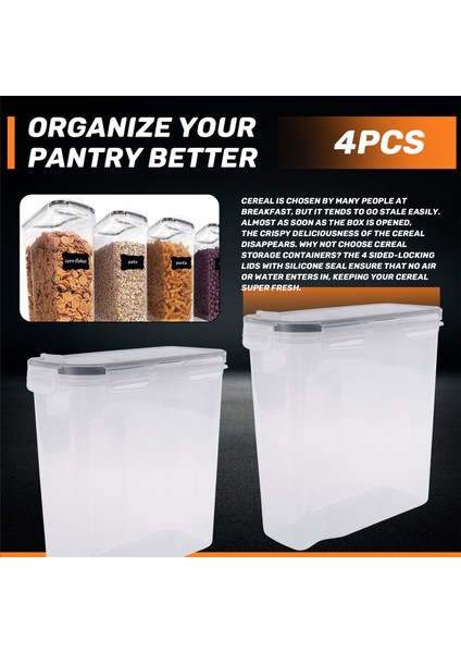 Parça Tahıl Saklama Kabı Seti, Pp Hava Geçirmez Gıda Saklama Kapları 2,5 L Tahıl, Atıştırmalıklar ve Şeker Için (Yurt Dışından) indirimleri