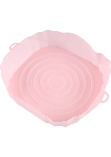20 cm Hava Fritözü Fırın Tepsisi Kızarmış Tavuk Sepet Matı Hava Fritözü Silikon Tencere Yuvarlak Yedek Izgara Tavası Pembe (Yurt Dışından)