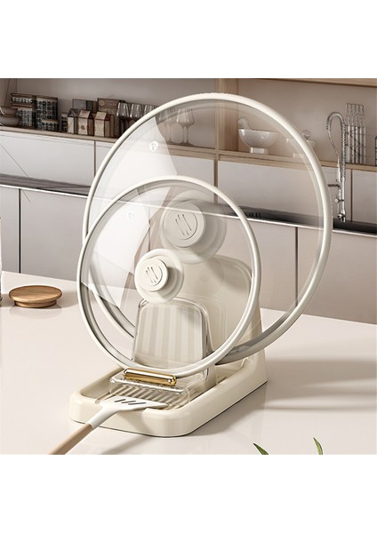 Tezgah Üstü Tencere Kapağı Tutucu Ağır Hizmet Tipi Düzenleyici Raf Plastik Kaşık Standı Mutfak Çatalı Spatula Tava Kapağı Raf Beyaz (Yurt Dışından) fiyatları