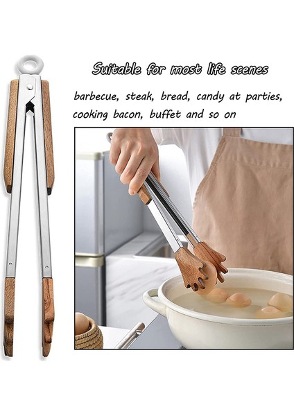Ahşap Mutfak Maşası, Avuç Içi Kelepçeli Pişirme Maşası, Yapışmaz, Yüksek Sıcaklığa Dayanıklı, Paslanmaz Çelik Biftek Kelepçesi (Yurt Dışından) fiyatları