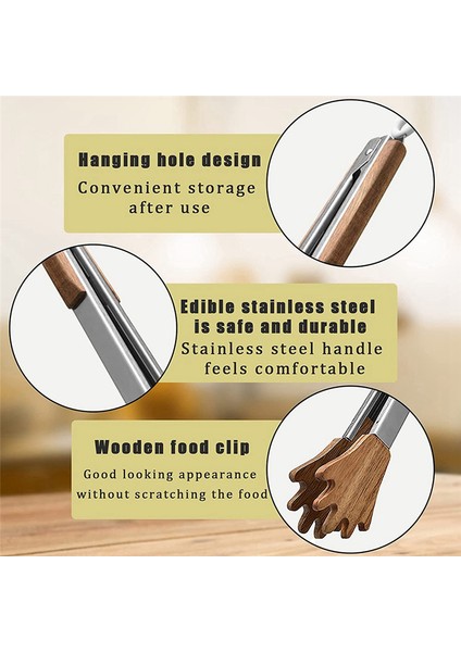 Ahşap Mutfak Maşası, Avuç Içi Kelepçeli Pişirme Maşası, Yapışmaz, Yüksek Sıcaklığa Dayanıklı, Paslanmaz Çelik Biftek Kelepçesi (Yurt Dışından) modelleri