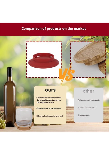 Şarap Kadehleri, Kahve ve Çay Kupaları Için Parçacıkları Dışarıda Tutan ve Sıçramayı Azaltan 4 Parça Silikon Şarap Kadehi Kapağı (Yurt Dışından) fırsatları