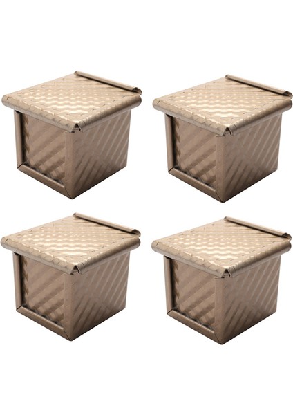 Kapaklı Yapışmaz Ekmek Tost Kalıbı Mini Kare Tost Kutusu Evde Pişirme Için Mükemmel Pişirme Seti 4 Parça (Yurt Dışından)