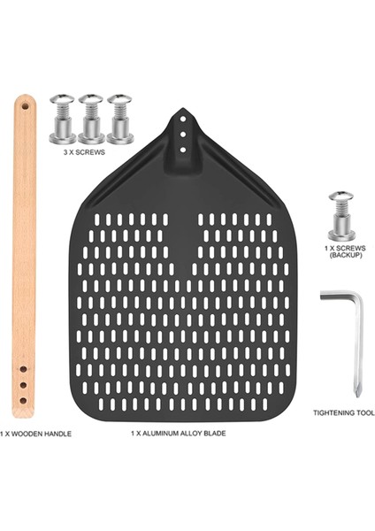 Pizza Küreği, Delikli Pizza Küreği, Çıkarılabilir Dikdörtgen Pizza Çevirme Spatulası, 12 Inç Pizza ve Ekmek Severler Için (Yurt Dışından) indirimleri