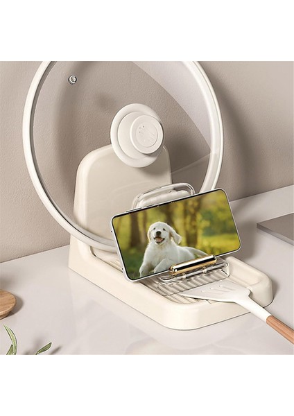 Tezgah Üstü Tencere Kapağı Tutucu Ağır Hizmet Tipi Düzenleyici Raf Plastik Kaşık Standı Mutfak Çatalı Spatula Tava Kapağı Raf Beyaz (Yurt Dışından) indirimleri