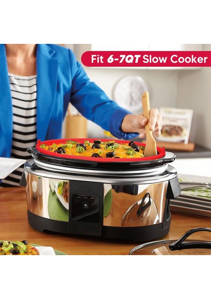 Yavaş Pişirici Kaplamaları, 6 Litre Yavaş Pişirici Kaplaması, Yeniden Kullanılabilir Silikon Yavaş Pişirici Kaplaması, Güveç Kaplamalarına Uygun Kaplamalar (Kırmızı) (Yurt Dışından) modelleri