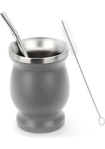 Paslanmaz Çelik Çay Bardağı Yalıtımlı Pipetli Bardak Çay Bardağı Seti Yalıtımlı Basit Bardak Gri (Yurt Dışından) indirimleri