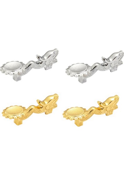 Çubuk Tutucu Alaşımlı Retro Ejderha Çubuk Rafı Bıçak Kaşık Çatal Standı Çubuk Desteği, Altın ve Gümüş 4 Adet (Yurt Dışından)