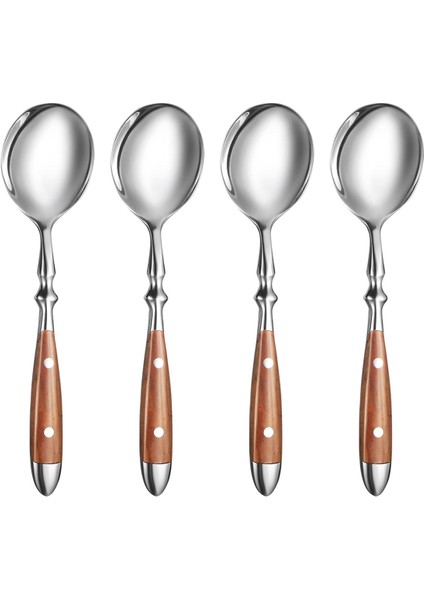 Parça Çorba Kaşığı Seti, Rahat Bakalit Saplı Paslanmaz Çelik Kaşıklar, Ağır Metal Yuvarlak Kaşıklar (Yurt Dışından)