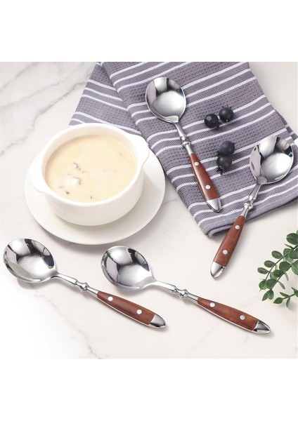 Parça Çorba Kaşığı Seti, Rahat Bakalit Saplı Paslanmaz Çelik Kaşıklar, Ağır Metal Yuvarlak Kaşıklar (Yurt Dışından) modelleri