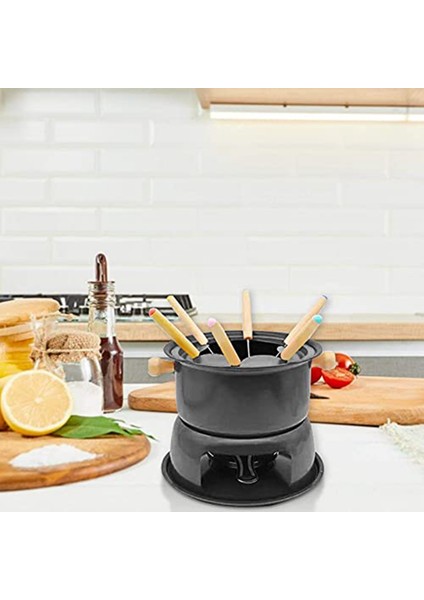Mini Paslanmaz Çelik Fondü Potu Seti Peynirli Çikolata Fondü 6 Daldırma Çatalı ve Çıkarılabilir Tencere Eritme Şeker Sosu Sosu (Yurt Dışından) indirimleri