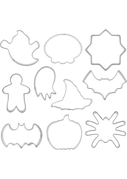 10 Adet Cadılar Bayramı Yarasa Balkabağı Hayalet Paslanmaz Çelik Kurabiye Kesici Kek Dekorasyon Fondan Bisküvi Kalıbı Pişirme Aracı (Yurt Dışından)