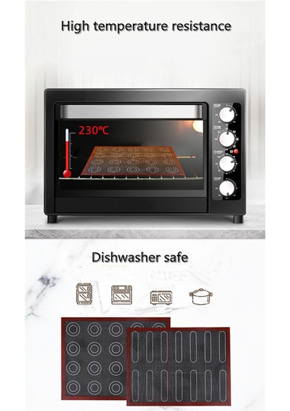 Silikon 30X40 cm Çift Taraflı Baskılı Makaron Puf Pişirme Matı Yapışmaz Pasta Fırını Kek Delikli Sac Astarı (Yurt Dışından) indirimleri