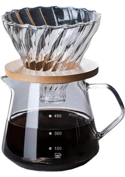 Kahve Makinesi Seti, Cam Sürahi ve Cam Kahve Filtresi, Ev Veya Ofis Için Damlama Kahve Makinesi Seti, 600ML (Yurt Dışından)