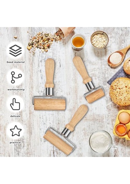 3'lü Ahşap Oklava, Plastik Hamur Kazıyıcılı Oklava, Elle Hamur Açmaya, Pizzaya, Tatlılara Uygun (Yurt Dışından) fiyatları