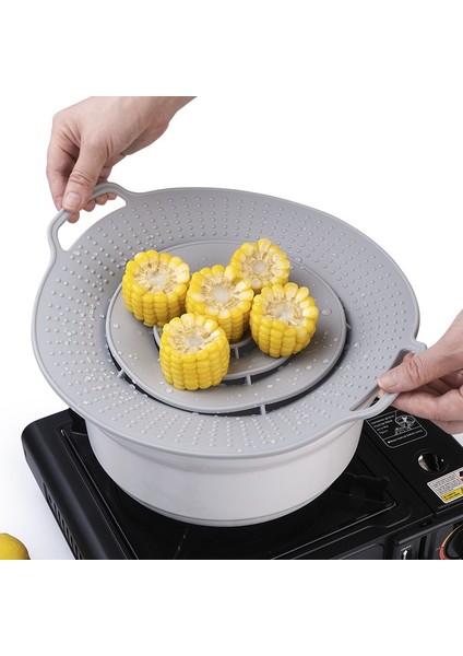 Mikrodalga Kapağı Silikon Kapak 33,5 cm Tencere, Tava, Kase, Bardak ve Tava Için Vantuzlu Kapak - Sıçramaya Dayanıklı, Gri (Yurt Dışından) fiyatları