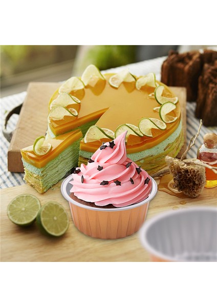 Kapaklı Tatlı Kapları, 25'li Paket Altın Alüminyum Folyo Pişirme Kapları Tutucuları, Cupcake Pişirme Yardımcı Ramekin Şeffaf Puding Kapları (Yurt Dışından) modelleri