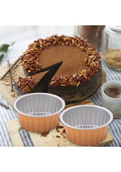 Kapaklı Tatlı Kapları, 25'li Paket Altın Alüminyum Folyo Pişirme Kapları Tutucuları, Cupcake Pişirme Yardımcı Ramekin Şeffaf Puding Kapları (Yurt Dışından) indirimleri