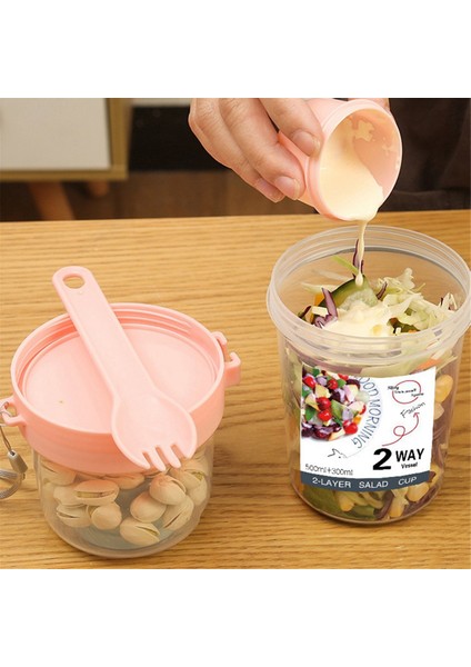 Kahvaltılık Meyve Yulaf Yoğurt Salata Kabı Kapaklı Kaşık Iki Katmanlı Gıda Saklama Kabı Taşınabilir Fitness Gıda Saklama Kabı A (Yurt Dışından) modelleri