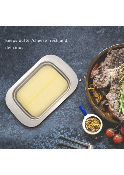 Paslanmaz Çelik Tereyağı Kabı Kutusu Zarif Peynir Servis Saklama Tepsisi Kolay Tutulan Kapaklı (Yurt Dışından) indirimleri