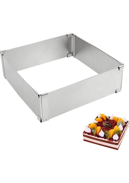 Pişirme Kabı Ayarlanabilir Mus Halkası Tatlı Pişirme Aracı Paslanmaz Çelik Kendin Yap Pasta Dekorasyon Kalıbı Kare Kek Kalıbı (Yurt Dışından) fırsatları