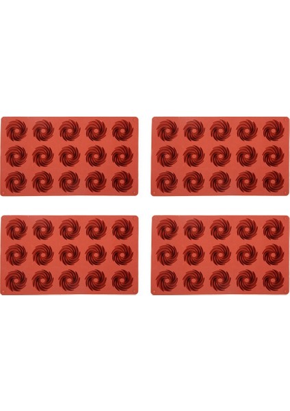 Mini Spiral Şekilli 15 Gözlü Silikon Kek Kalıpları Pişirme Tatlı Mus Kek Dekorasyon Kalıpları Kek Çikolata 4 Adet (Yurt Dışından)