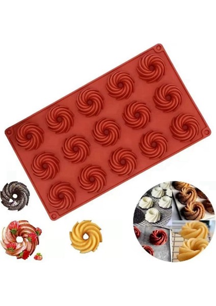 Mini Spiral Şekilli 15 Gözlü Silikon Kek Kalıpları Pişirme Tatlı Mus Kek Dekorasyon Kalıpları Kek Çikolata 4 Adet (Yurt Dışından) indirimleri